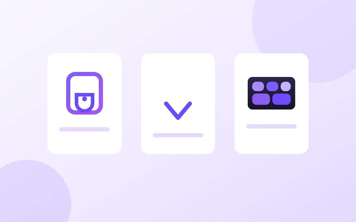 Illustration of three criteria: a lock, a download and a photo screen
